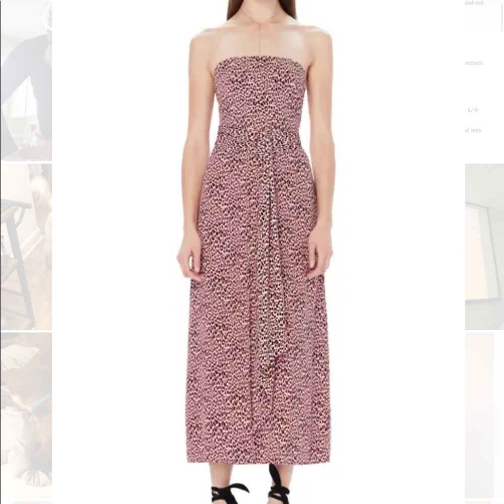 AFRM Ria Pink Leopard Strapless Midi Dress In Pink Neon Leopard